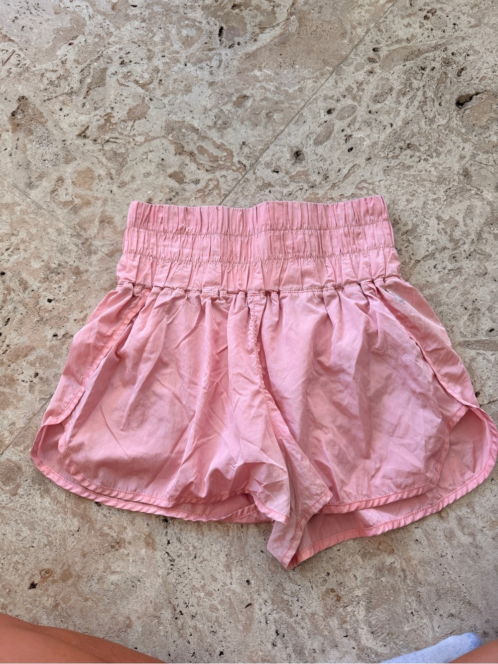 FP Movement by Free People Pink Smocked High-Waist Athletic Shorts